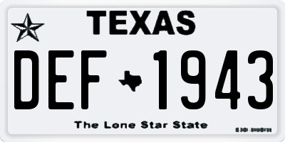 TX license plate DEF1943