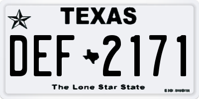 TX license plate DEF2171