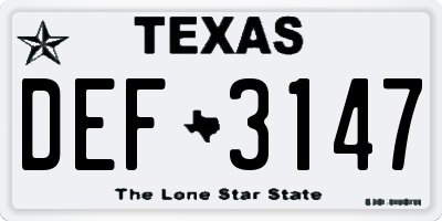 TX license plate DEF3147