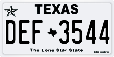 TX license plate DEF3544