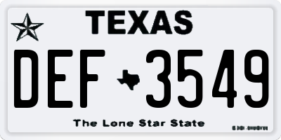 TX license plate DEF3549