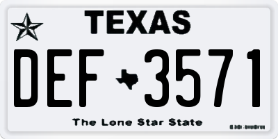 TX license plate DEF3571