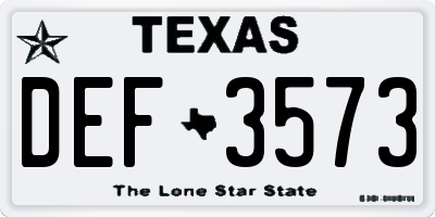 TX license plate DEF3573