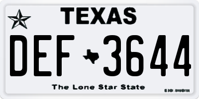 TX license plate DEF3644