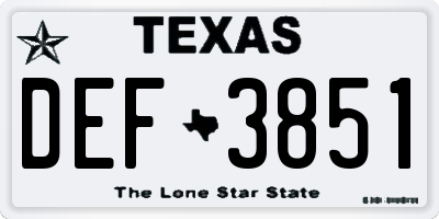 TX license plate DEF3851
