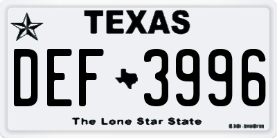 TX license plate DEF3996