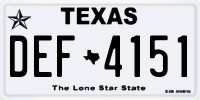 TX license plate DEF4151