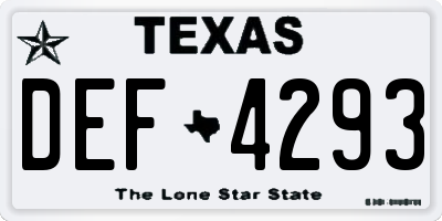 TX license plate DEF4293