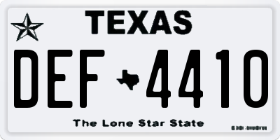 TX license plate DEF4410