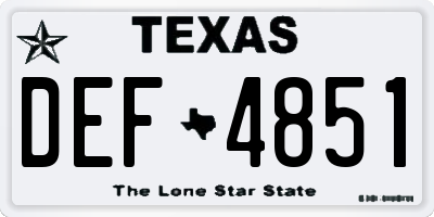 TX license plate DEF4851