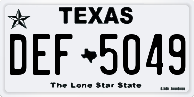 TX license plate DEF5049
