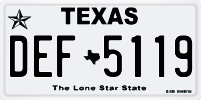 TX license plate DEF5119