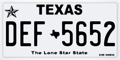 TX license plate DEF5652