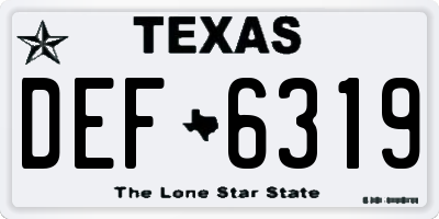 TX license plate DEF6319