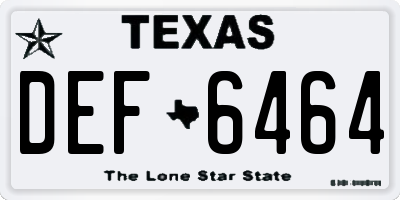 TX license plate DEF6464