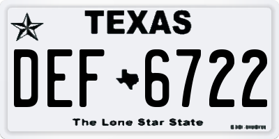 TX license plate DEF6722