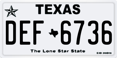 TX license plate DEF6736