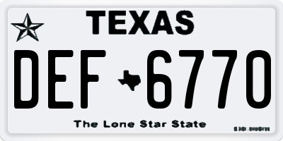 TX license plate DEF6770