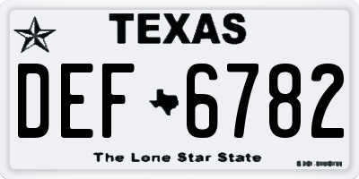 TX license plate DEF6782