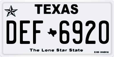 TX license plate DEF6920