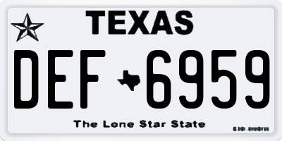 TX license plate DEF6959