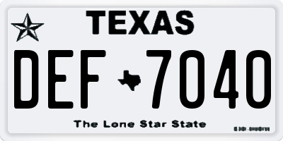 TX license plate DEF7040