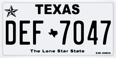 TX license plate DEF7047