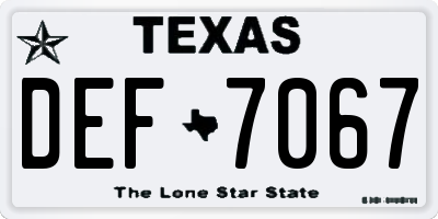TX license plate DEF7067