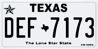 TX license plate DEF7173