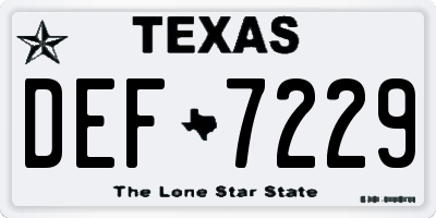 TX license plate DEF7229