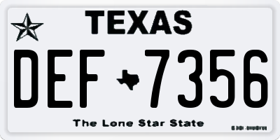 TX license plate DEF7356