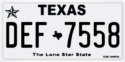 TX license plate DEF7558