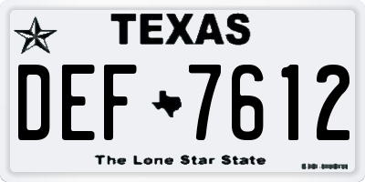 TX license plate DEF7612