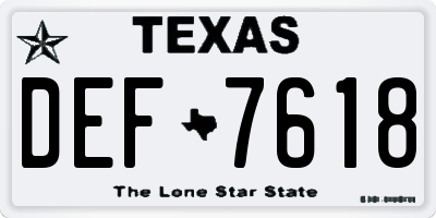 TX license plate DEF7618