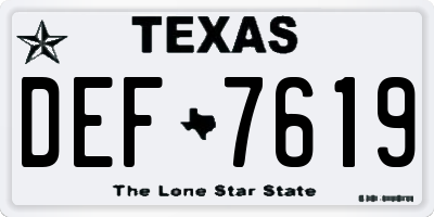 TX license plate DEF7619