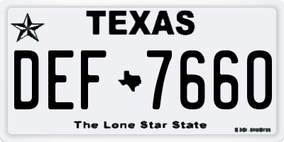 TX license plate DEF7660