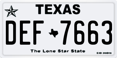 TX license plate DEF7663