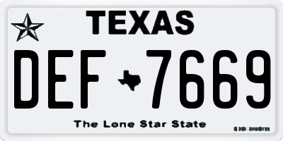 TX license plate DEF7669