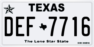 TX license plate DEF7716