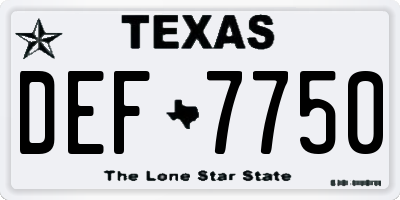 TX license plate DEF7750