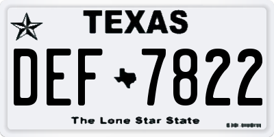 TX license plate DEF7822