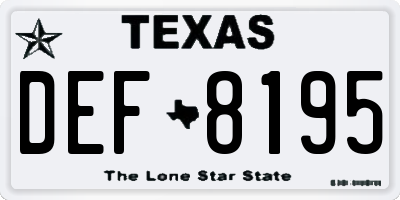TX license plate DEF8195
