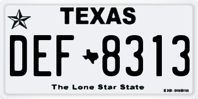 TX license plate DEF8313