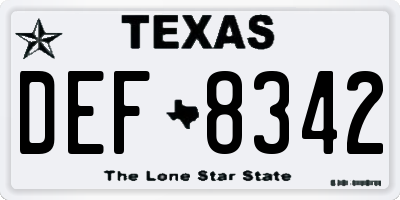 TX license plate DEF8342