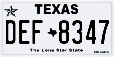 TX license plate DEF8347