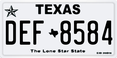 TX license plate DEF8584