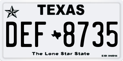 TX license plate DEF8735