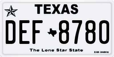 TX license plate DEF8780
