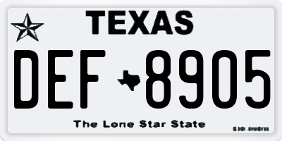 TX license plate DEF8905