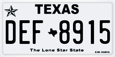 TX license plate DEF8915